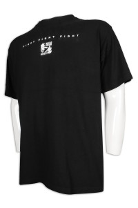 T971 訂製男裝短袖T恤 半高領T恤 拳手 T恤生產商    黑色